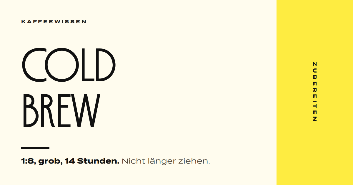 Titelbild: Cold Brew — Verhältnis 1:8, grob gemahlen, 14 Stunden