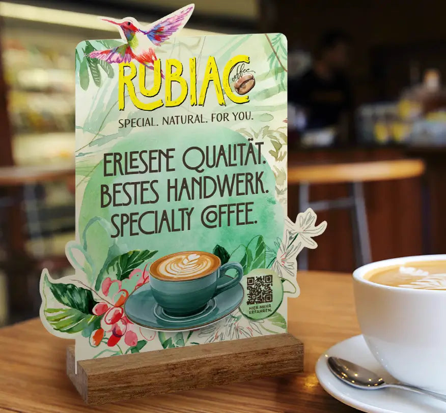 Rubiac Tischaufsteller am POS