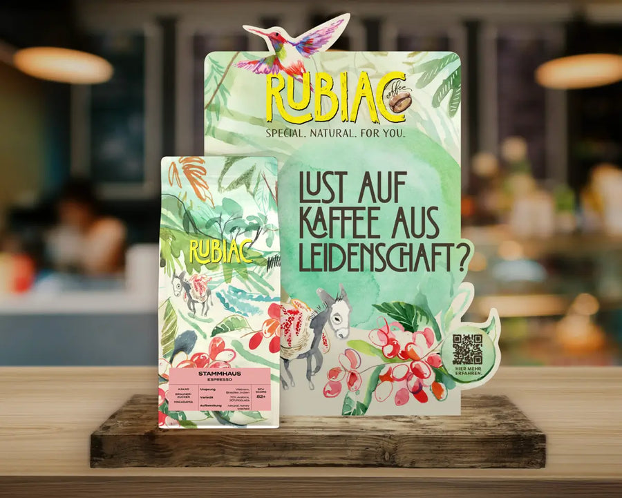 Rubiac Thekenaufsteller am POS